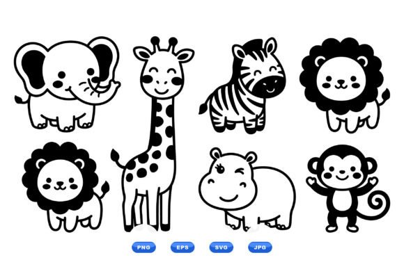 Download Cute Safari Animal Clipart SVG - Safari animal Collection