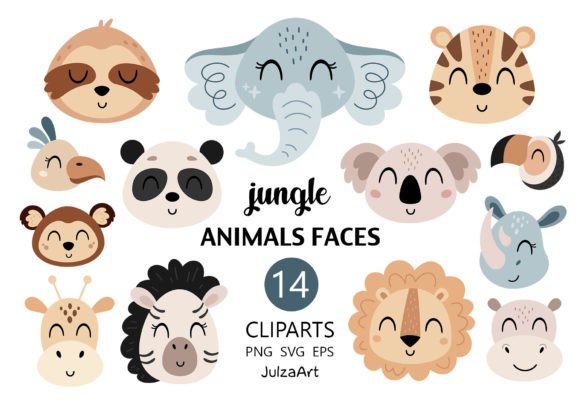 Download Safari Animal Faces Clipart, Animal Svg - Safari animal Collection