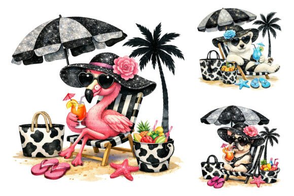 Download Glam Beach Safari Animal Clipart Bundle - Safari animal Collection