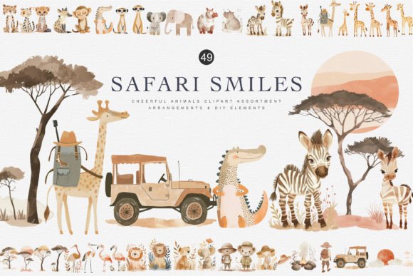 Download Watercolor Safari Animal Clipart Bundle - Safari animal Collection
