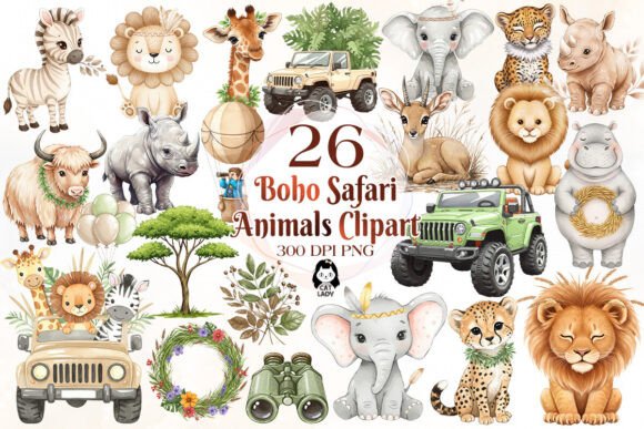 Download Cute Safari Animal Sublimation Clipart - Safari animal Collection