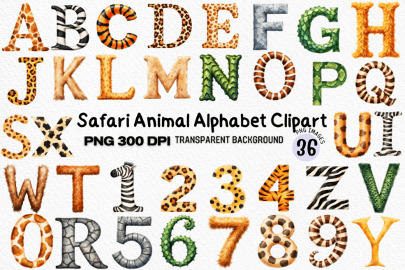 Download Safari Animal Alphabet Clipart Bundle - Safari animal Collection