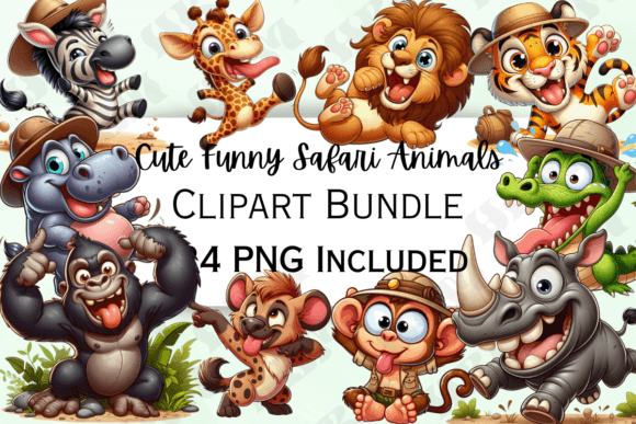 Download Cute Funny Cartoon Safari Animal Clipart - Safari animal Collection