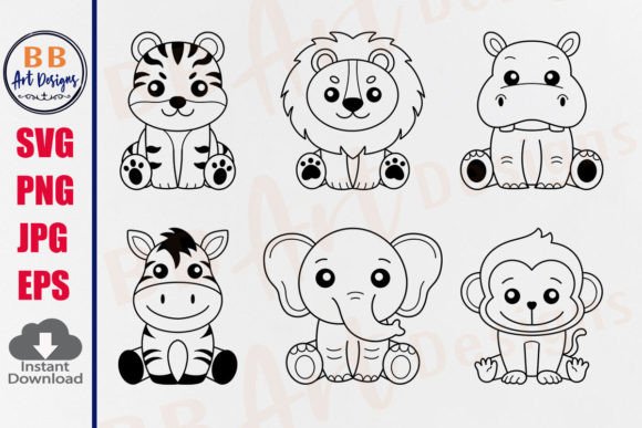 Download Safari Animal SVG African Jungle Outline - Safari animal Collection