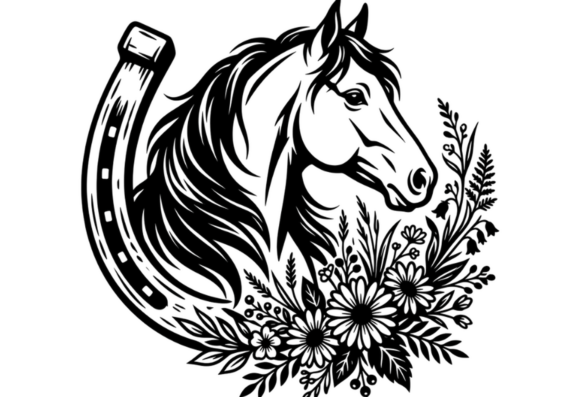 Download Horse and Horseshoe Floral SVG - Horseshoe Collection